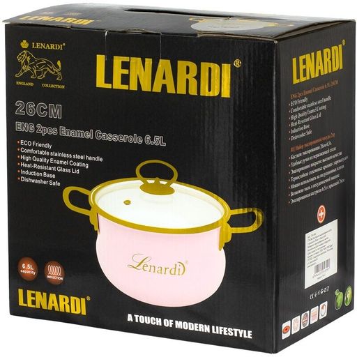 776-042 Кастрюля эмалированная 6,5л. с крышкой 26см. MIGUEL в под.уп.(х6) - Lenardi фото 2