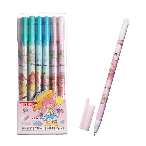 Цена за 12 шт. Ручка гелевая со стираемыми чернилами Calligrata, 0.38 мм, стержень синий, корпус с «Аниме», МИКС