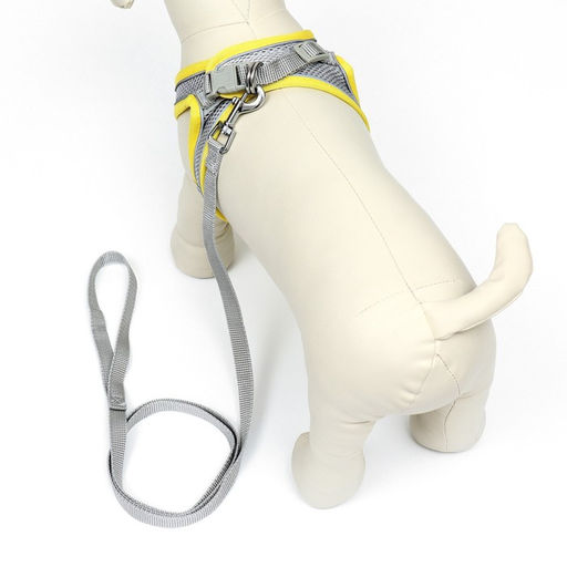 Комплект с мягкой шлейкой, размер XXS, поводок 150 х 1,5 см, ОГ 28-30 см,ОШ 24-26 см, жёлтый - Пижон фото 3