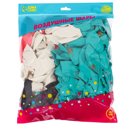 Воздушные шары латексные 12" «Глазки единорога», 100 шт., МИКС