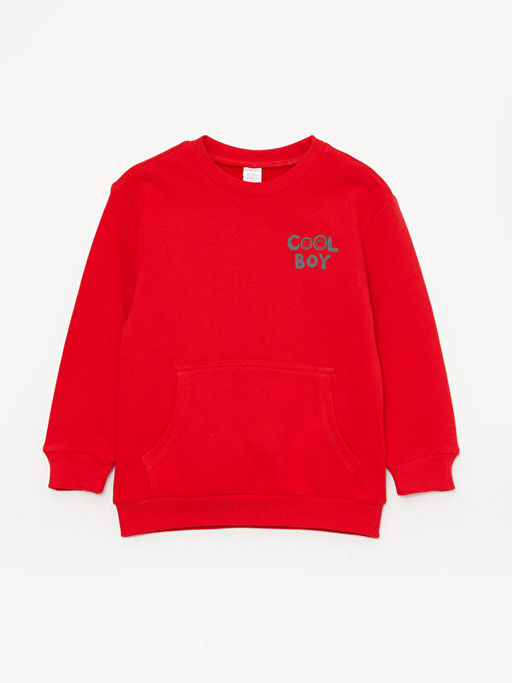 Bisiklet Yaka Uzun Kollu Bask?l? Erkek Bebek Sweatshirt