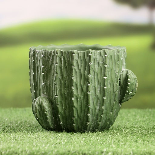 Декоративный горшок для цветов «Кактус», 1 л, 13×16×14 см, керамический, зелёный