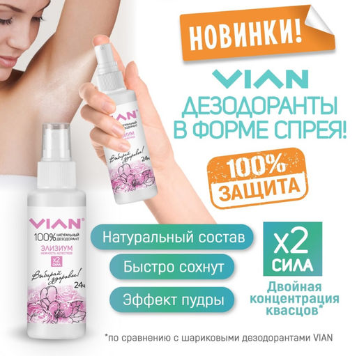 Дезодорант натуральный концентрированный VIAN Нуар. Бархатная ночь, спрей, 100 мл  фото 3