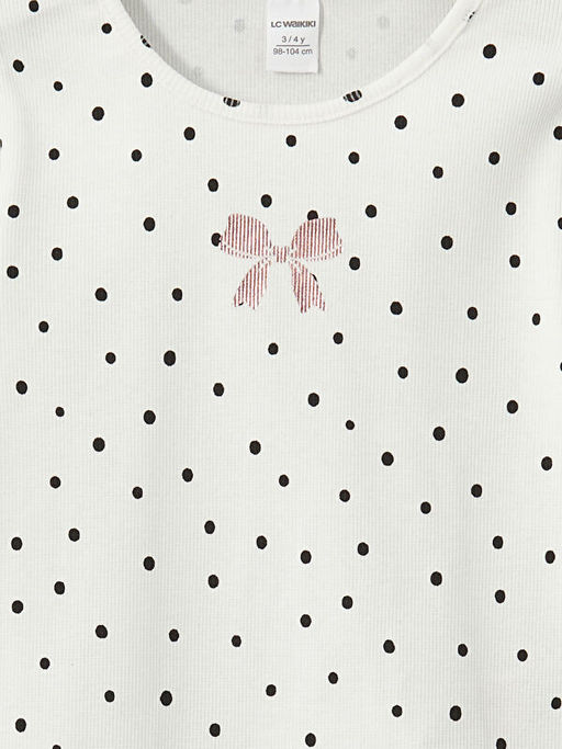 Bisiklet Yaka Puantiyeli K?z ?ocuk Ti??rt