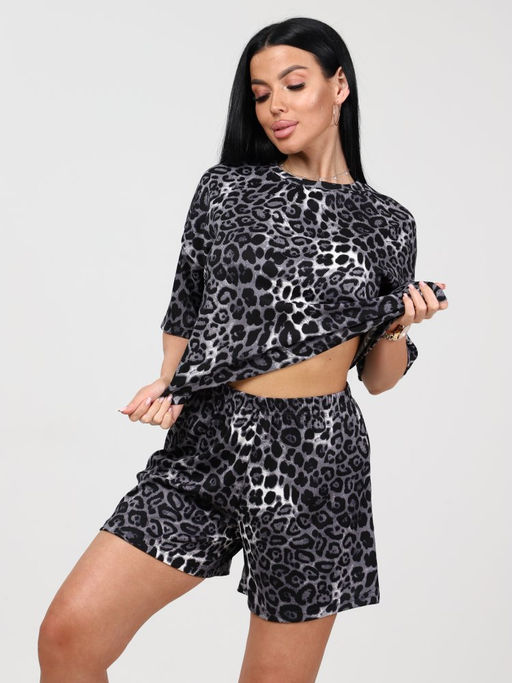 012 ПИЖАМА (Темно-серый леопард) - А-дина фото 3