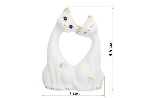 Фигурка декор. 7*3,5*9,5 см "Пара кошечек" белая, золото