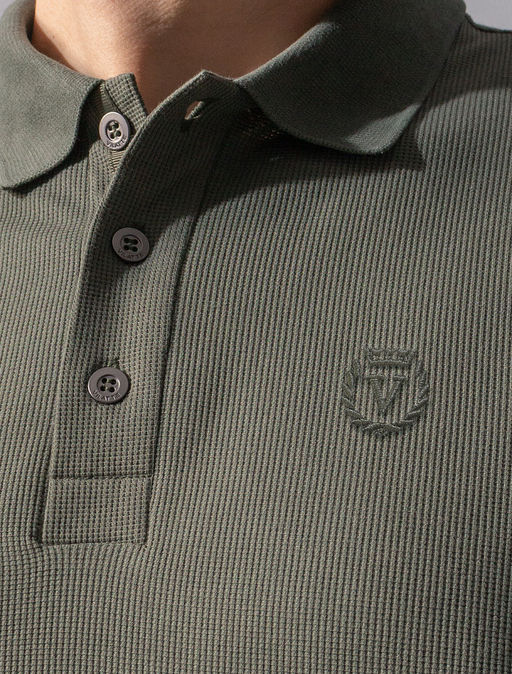 Поло Vilatte из хлопка хаки  фото 3