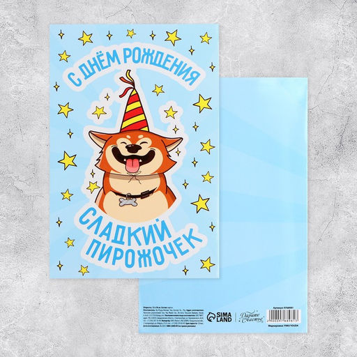 Цена за 5 шт. Объёмная открытка С Днём рождения, пёсик, 12 х 18 см - Дарите счастье фото 5