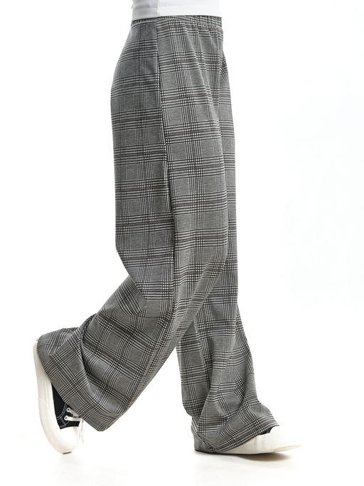 Брюки палаццо для девочки подросткам модные спорт шик UD 7872 клетка серая/черная - Mini maxi фото 6