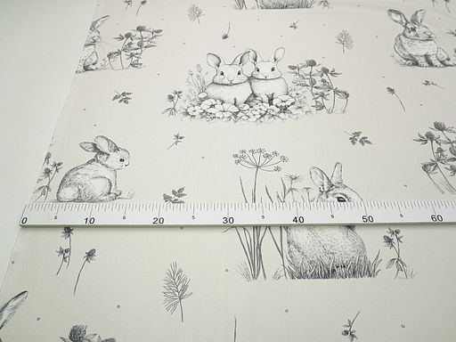 Бязь Кролики с клевером цв.св.бежево-серый, ш.1.5м, хлопок-100%, 135гр/м.кв - Купава фото 6