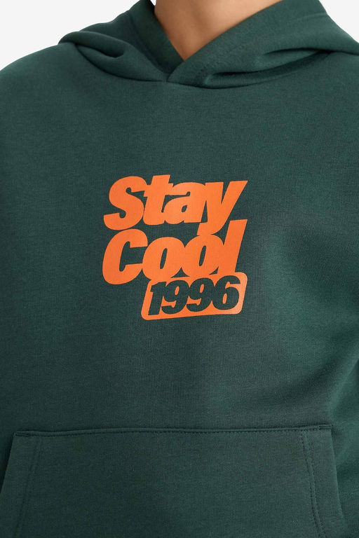 Kap__onlu Bask_l_ __i Yumu_ak T_yl_ Sweatshirt Erkek _ocuk - Defacto фото 4