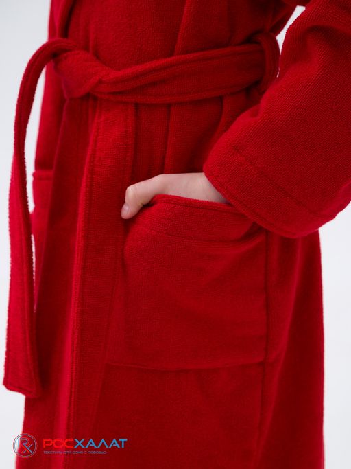 Детский махровый халат с капюшоном красный МЗ-04 (67)