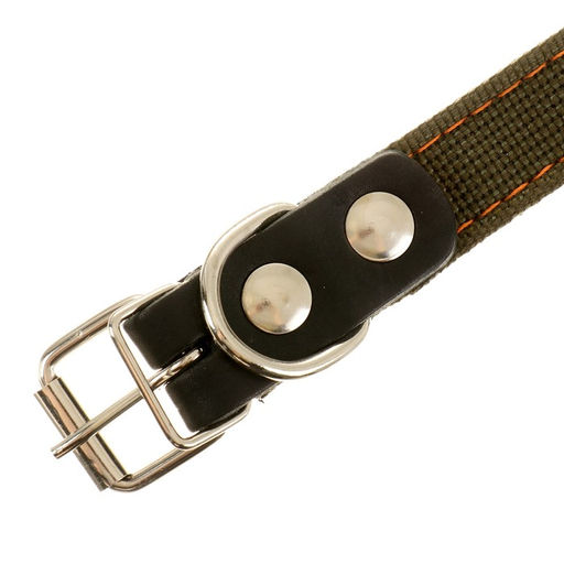 Ошейник брезентовый двухслойный, 54 х 2,5 см, ОШ 35-45 см, хаки - Пижон фото 5