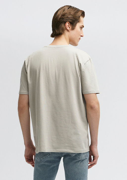 Stretch Gri Basic Tisort - Mavi фото 3