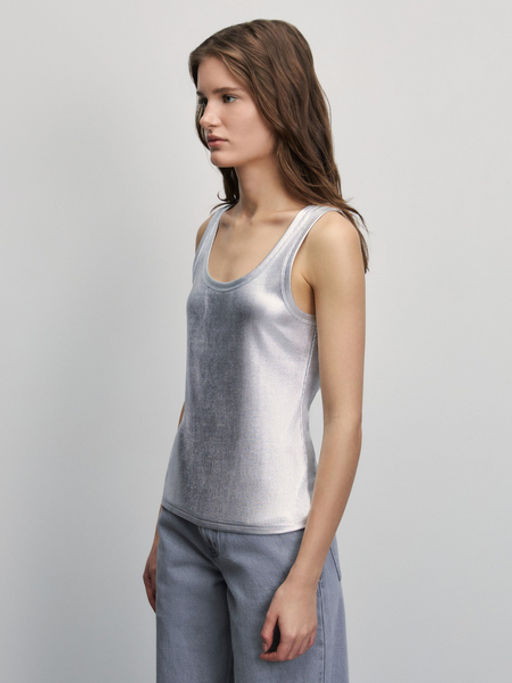 Вискозная майка с серебряным напылением / Zarina  фото 6