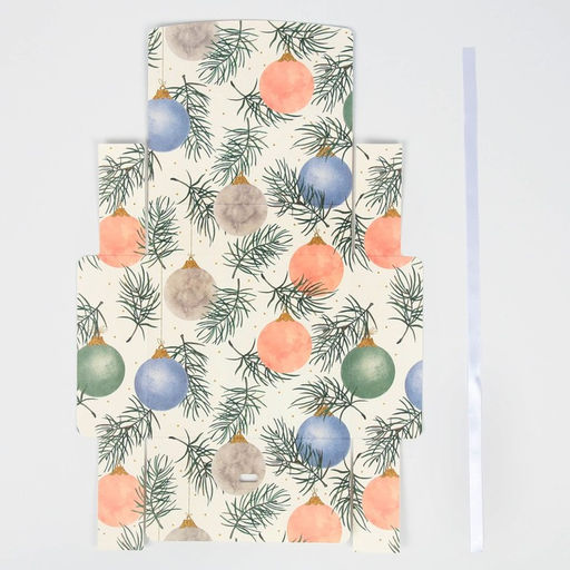 Коробка подарочная новогодняя складная двухсторонняя «Новогодние шары», 20 х 18 х 5 см, Новый год