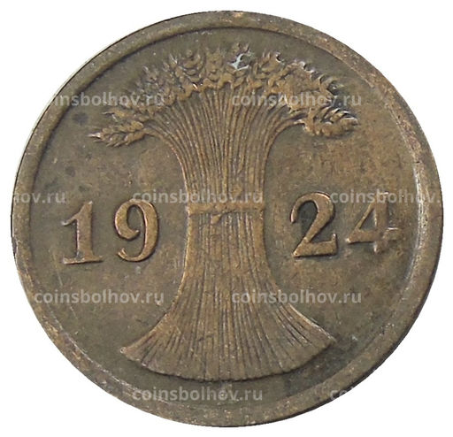 Монета 2 рентенпфеннига 1924 года A Германия