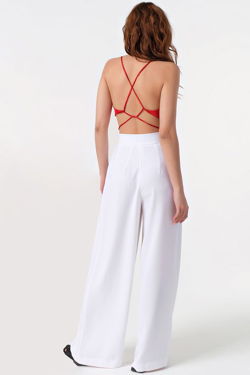 Кроп-топ атласный на бретелях красный ONE SIZE