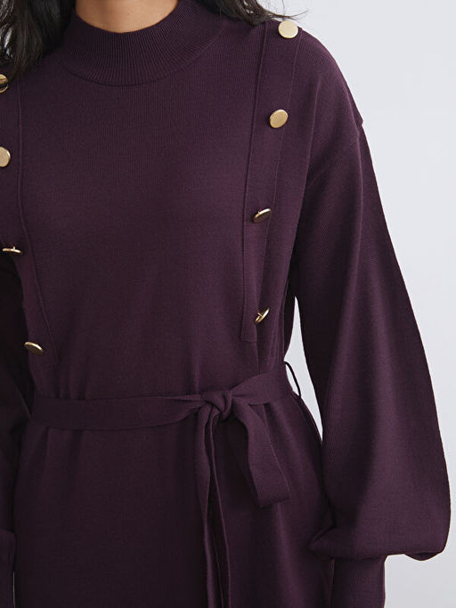 Dik Yaka Ku?akl? Triko Elbise