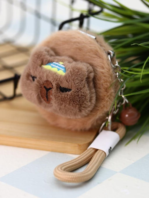 Плюшевое раскладное зеркало брелок "Capybara", коричневое (7*7 см)