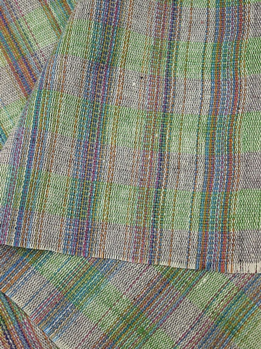 Холст полотенечный Клетка меланж цв.зеленый/серый, ш.0.5м, лен-40%, хлопок-60%, 200гр/м.кв - Купава фото 4