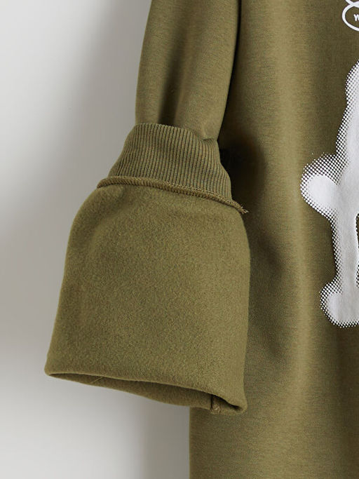 Bisiklet Yaka Bask?l? Erkek ?ocuk Sweatshirt