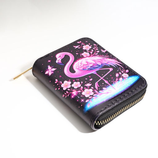 Кошелёк на молнии «Фламинго», маленький, чёрный