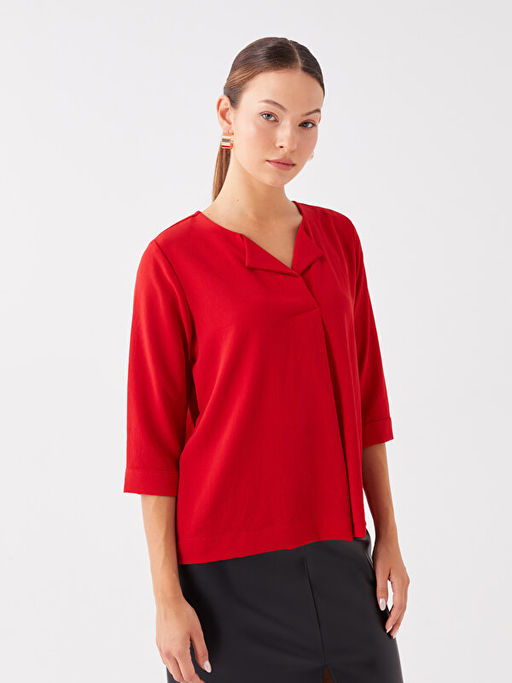 Kad?n Ka??k Yaka D?z Bluz