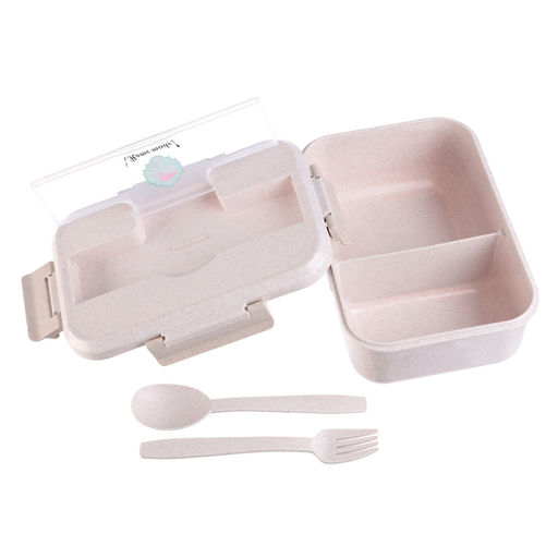 Ланч бокс в школу Доляна, с приборами, пшеничная солома, 1.1 л, 21.5×15×7.6 см, зелёный