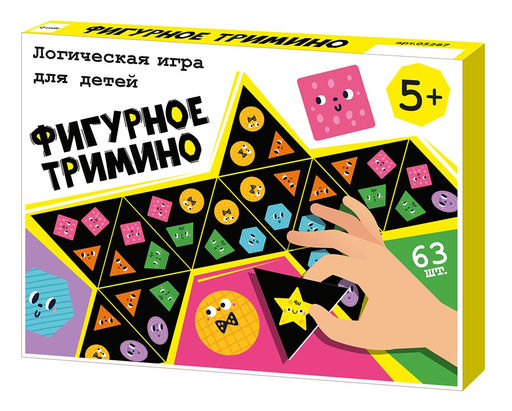 Игра настольная "Тримино фигурное" логическая, 63 карточки (05287) 5+, "Десятое королевство"