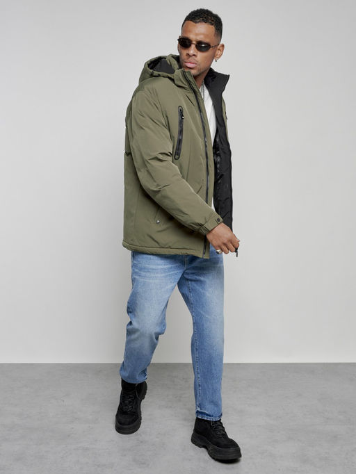 Куртка спортивная мужская зимняя с капюшоном цвета хаки 8360Kh - Wonderrman фото 18