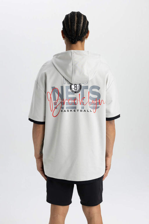 DeFactoFit НБА Brooklyn Nets Oversize футболка с короткими рукавами и капюшоном  фото 7