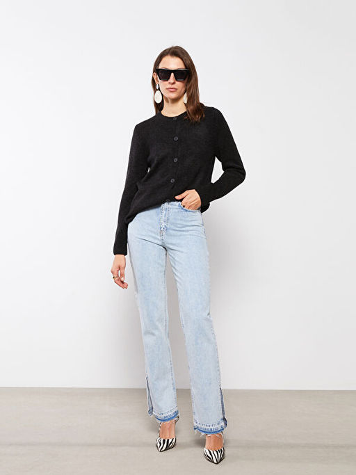 Bisiklet Yaka D?z Uzun Kollu Kad?n Triko H?rka