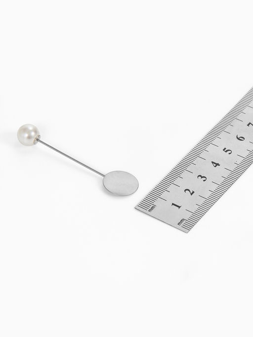 Основа Брошь-игла с бусиной d=1 см (набор 5 шт.), L=5 см, площадка 1.5 см, цвет серебро