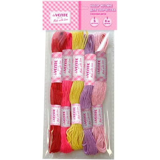 Набор ниток для вышивания (мулине) "DIY Neon ART" полиэстеровые нити, длина 8 м, 5 рулонов, 5 неоновых цветов, в пластиковом пакете с блистерным подвесом