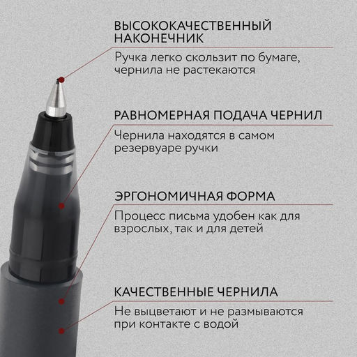 Цена за 10 шт. Ручка гелевая черная объемная паста 0.5 мм ArtFox