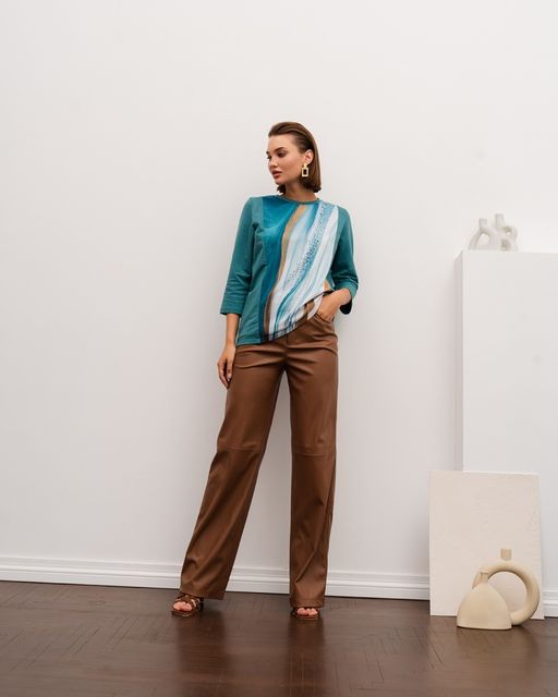 авторский лонгслив с принтованной вставкой - Elena sorti фото 8