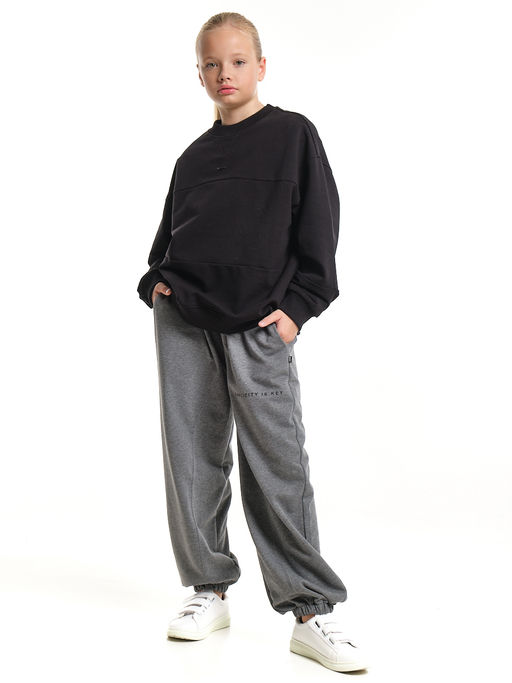 Брюки с принтом из футера UD 8021 графит меланж - Mini maxi фото 9