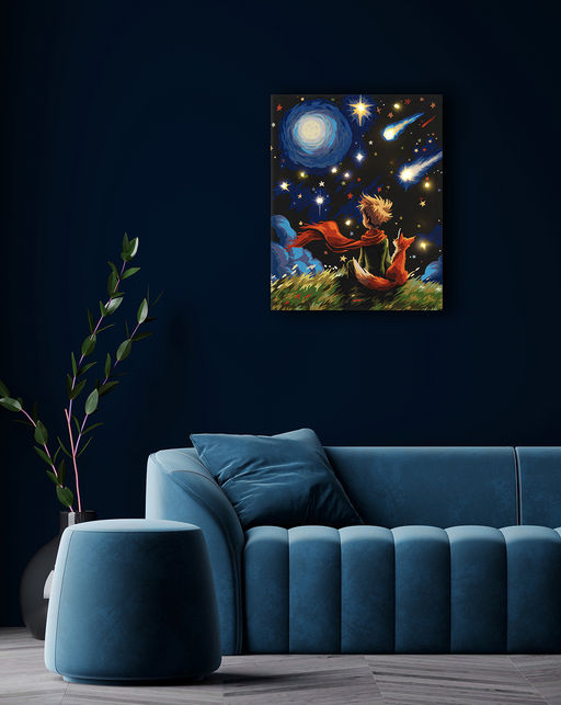 ФРЕЯ PNB/PLDD-289 Набор для раскрашивания по номерам ( эффект черного холста ) ( со светодиодами ) 50 х 40 см Бесконечность вселенной