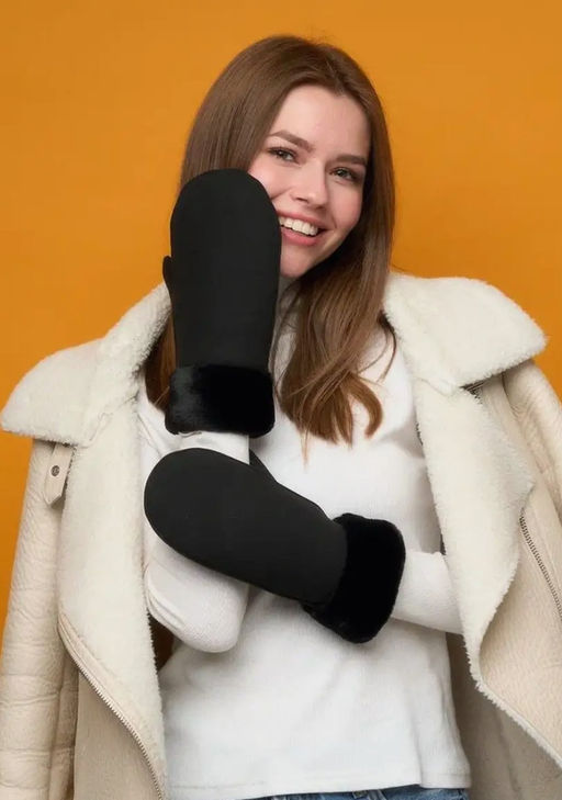 K13129 Варежки (внутри мех) ЧЕРНЫЙ