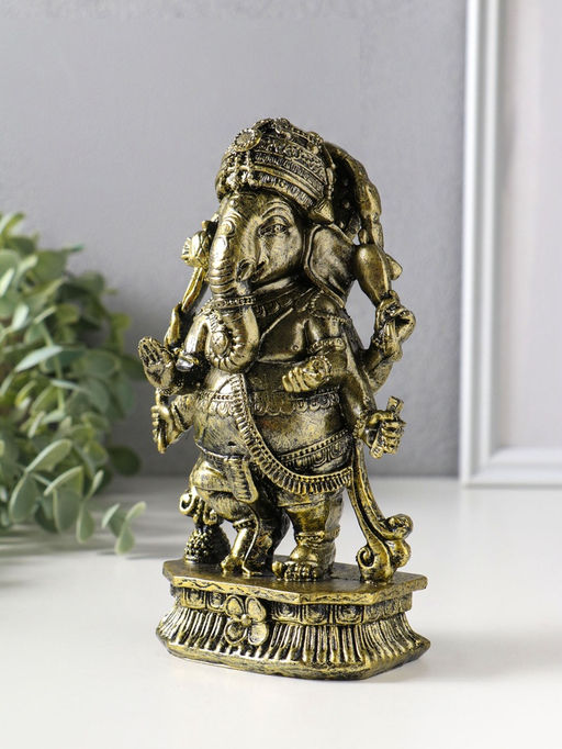 Сувенир полистоун "Ганеша в украшениях" бронза 5,5х10,5х17,5 см