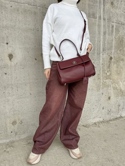 Женская кожаная сумка-портфель 8399-2 Бордо - Sergio valentini фото 9