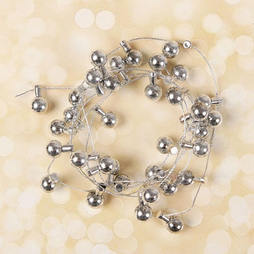 Миниатюра кукольная «Гирлянда - шарик» длина 1 метр, игрушка: 1.5×0.8 см, серебряный