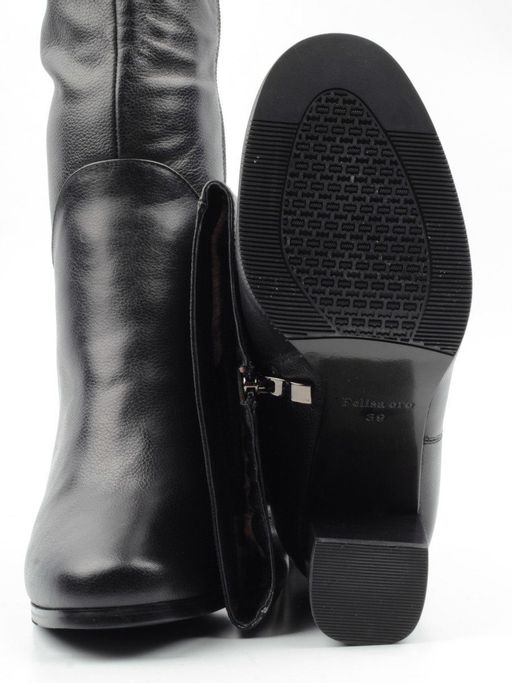 02-K91-D1 BLACK Сапоги зимние женские (натуральная кожа, натуральный мех (еврозима)) - Фабричный китай фото 14