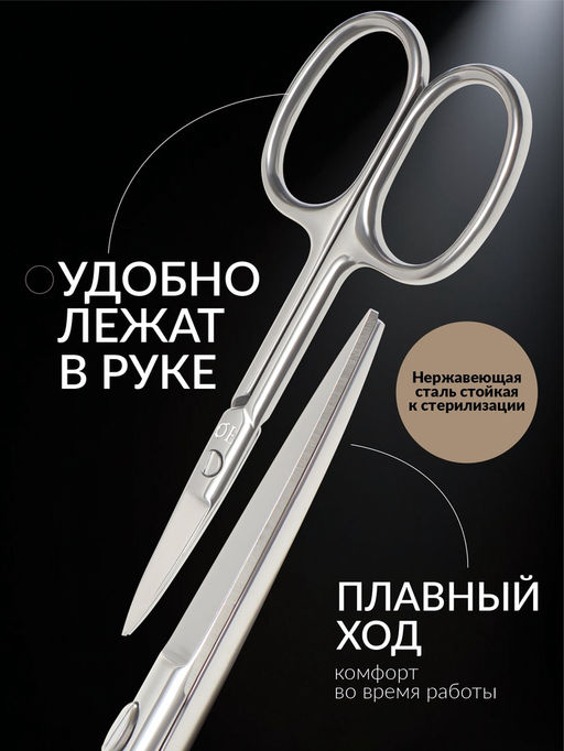 Цена за 2 шт. Ножницы маникюрные «Premium», прямые, широкие, 9.5 см, на блистере