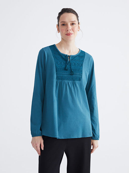 Ba?lamal? Yaka Nak??l? Bluz