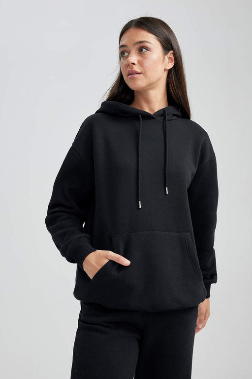 толстая толстовка с капюшоном Relax Fit - Defacto фото 3