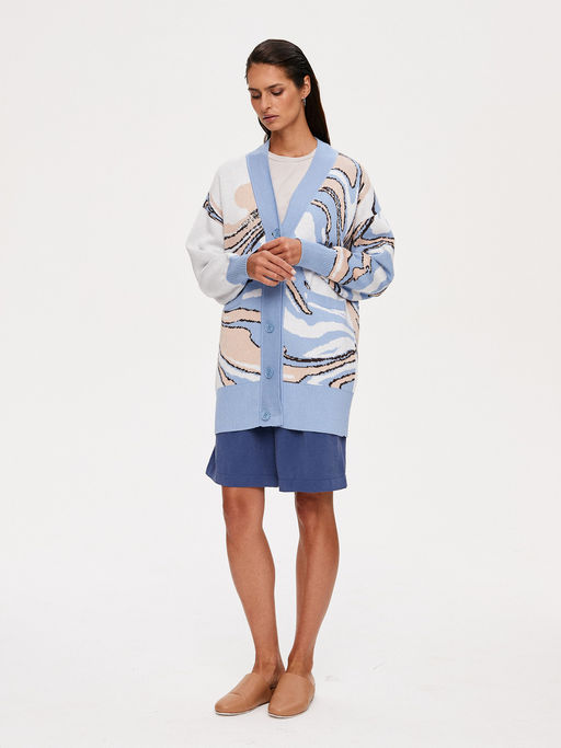 Кардиган с жаккардом из хлопка 421.140109/Белый - Seven senses фото 8