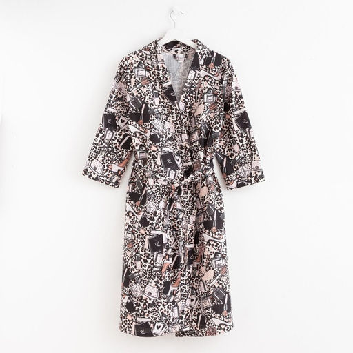 Халат женский Этель «Леопард» рукав 3/4, размер 46-48, вафля 200 г/м², 100% хлопок