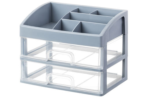 Органайзер для косметики 2 ящика 25,8*17,8*20 см серо-синий/прозрачный (модель 330249) - Elan gallery фото 3
